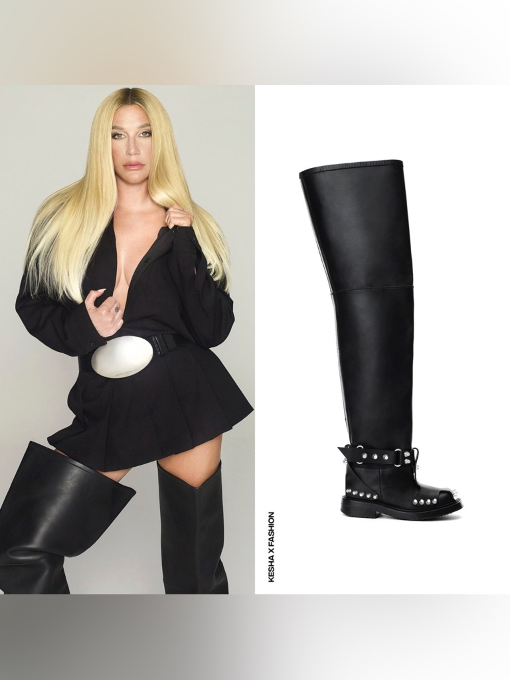 New Alexander Wang Black Dixon Buckle Thigh-high Boot In Leather 37 $2,750